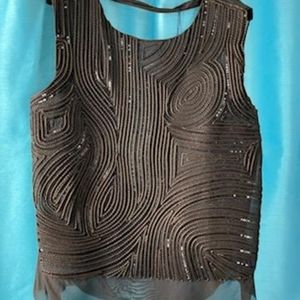 GIORGIO ARMANI top, size 50, Brown with sequins.